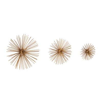 Image showing  Metallic Gold Starburst Orbs Metal Wall Decor, 12 in., 9 in., 6 in., 3 pc.