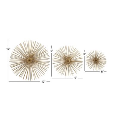 Image showing  Metallic Gold Starburst Orbs Metal Wall Decor, 12 in., 9 in., 6 in., 3 pc.