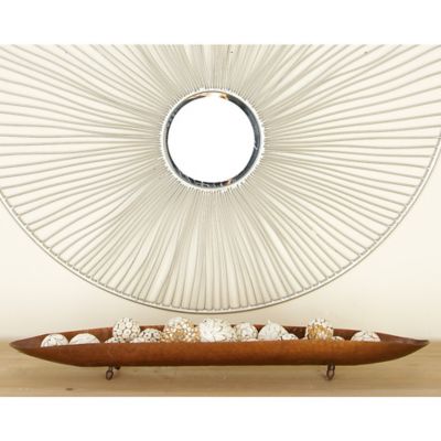 Harper & Willow 2 pc. Long Boat-Shaped Hammered Metal Trays with Feet Set, 36 in. and 29 in., Copper