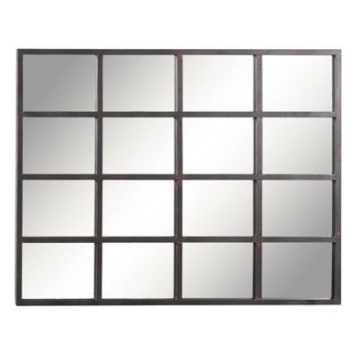Image showing  Industrial Large Black Rectangular Metal Window Pane Wall Mirror, 35 in. x 45 in.