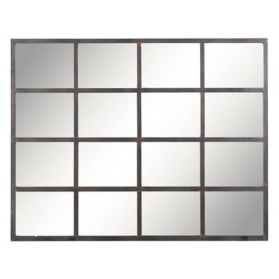 Image showing  Industrial Large Black Rectangular Metal Window Pane Wall Mirror, 35 in. x 45 in.