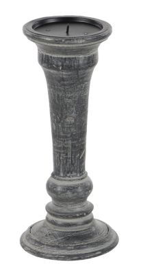 Image showing  Assorted Traditional Decor Distressed Wood Candle Holders, Gray/Black, 3-Pack