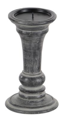 Image showing  Assorted Traditional Decor Distressed Wood Candle Holders, Gray/Black, 3-Pack
