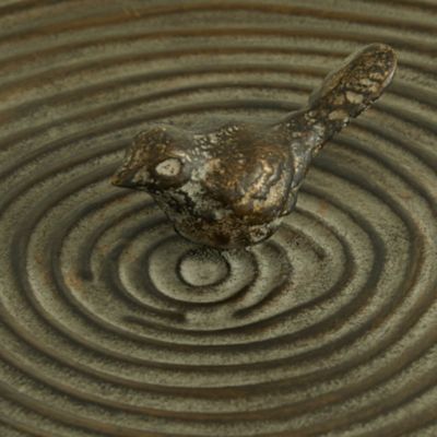 Image showing  6 in. and 7.25 in. Round Antique Bronze Tree Bark Texture/Bird Handled Lid Metal Box Set, 2 pc.
