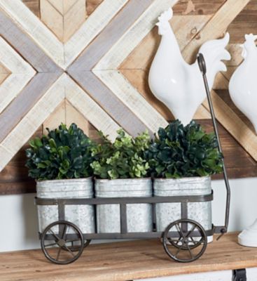 Harper & Willow Silver Metal Indoor Outdoor Wagon Planter 29" x 7" x 16"