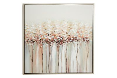 Image showing  Large Contemporary Abstract Framed Flower Painting, 39.5 in. x 39.5 in., Silver Frame