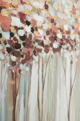 Image showing  Large Contemporary Abstract Framed Flower Painting, 39.5 in. x 39.5 in., Silver Frame