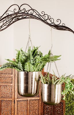 Harper & Willow Modern Silver Hanging Garden Planters