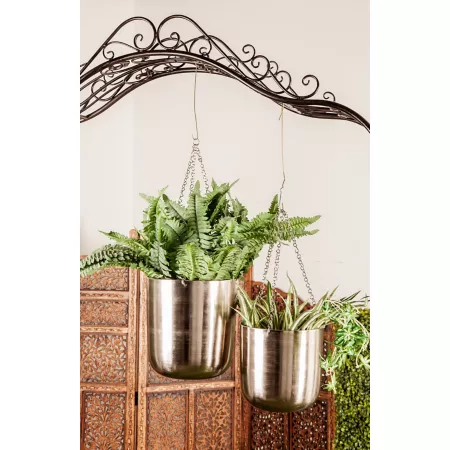 Harper & Willow Modern Silver Hanging Garden Planters Hanging Baskets