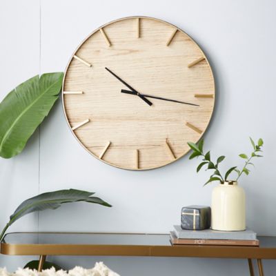 Harper & Willow 24 in. Round Wooden Wall Clock