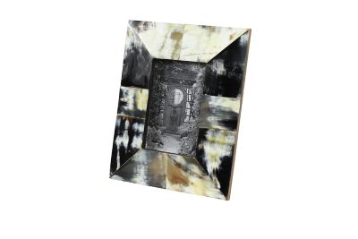 Image showing  4 in. x 6 in. Rectangular Natural Horn Picture Frame, 8 in. x 10 in., Black/White/Gold
