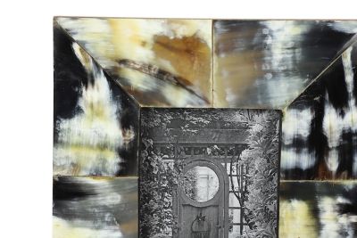 Image showing  4 in. x 6 in. Rectangular Natural Horn Picture Frame, 8 in. x 10 in., Black/White/Gold