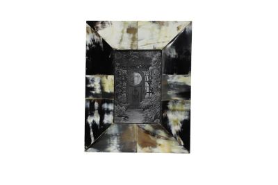 Image showing  4 in. x 6 in. Rectangular Natural Horn Picture Frame, 8 in. x 10 in., Black/White/Gold