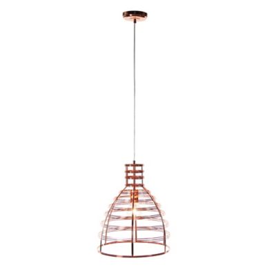 Harper & Willow Contemporary Lighting Pendant with Metal Wire Shade, 13 in. x 18 in., Metallic Brown