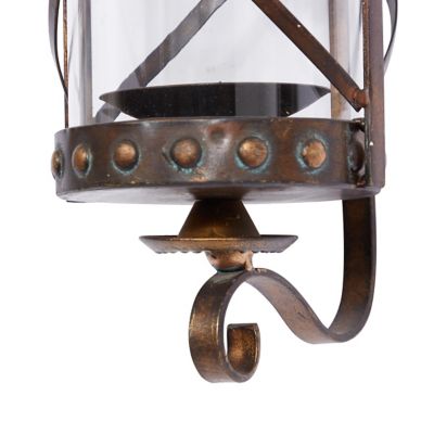 Image showing 5 th Harper & Willow Metal Lantern Wall Sconce with Fleur-De-Lis and Hurricane Glass, 7 in. x 6 in. x 20 in.