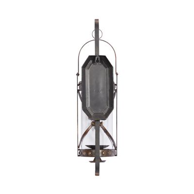 Image showing 6 th Harper & Willow Metal Lantern Wall Sconce with Fleur-De-Lis and Hurricane Glass, 7 in. x 6 in. x 20 in.