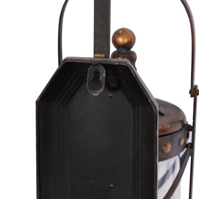 Image showing 7 th Harper & Willow Metal Lantern Wall Sconce with Fleur-De-Lis and Hurricane Glass, 7 in. x 6 in. x 20 in.