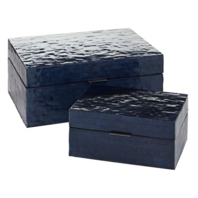Image showing  Decorative Blue Shell Box Set, Assorted, 2 pc.