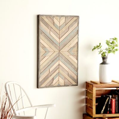 Harper & Willow Rectangular Chevron Pattern Light Wood Wall Art, 32 in. x 20 in.