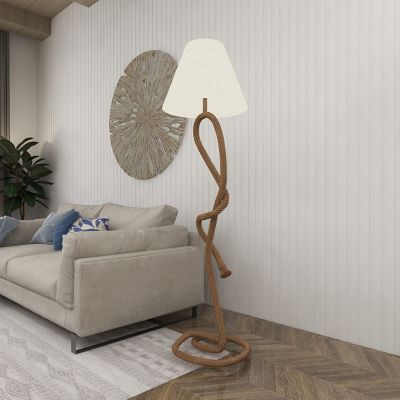 Harper & Willow Brown Jute Rope Floor Lamp with Linen Shade, 20 in. x 9 in. x 63 in.