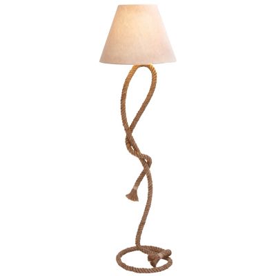 Image showing  Brown Jute Rope Floor Lamp with Linen Shade, 20 in. x 9 in. x 63 in.