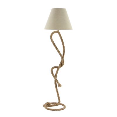 Image showing  Brown Jute Rope Floor Lamp with Linen Shade, 20 in. x 9 in. x 63 in.
