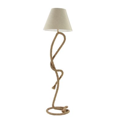 Image showing  Brown Jute Rope Floor Lamp with Linen Shade, 20 in. x 9 in. x 63 in.