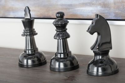 Harper & Willow Aluminum Chess Sculpture, Features Knight, Queen and King