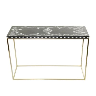 Image showing  Wooden Black and White Shell Console Table, 46 in. x 31 in.