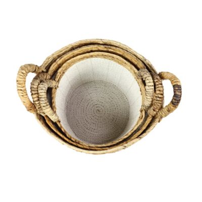 Image showing  Large Round Seagrass Banana Bark Basket Set, Assorted, 3 pc.