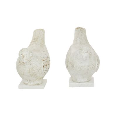 Image showing  Clay Bird Figurines with Marble Base, White, 2 pc.