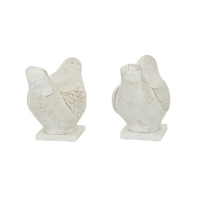 Image showing  Clay Bird Figurines with Marble Base, White, 2 pc.