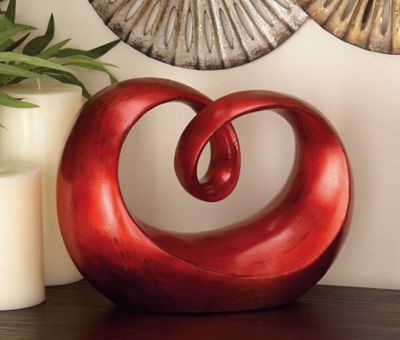 Harper & Willow 12 in. x 9 in. Metallic Polystone Contemporary Abstract Sculpture, Red, Large