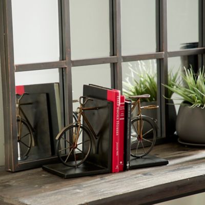 Harper & Willow Metal Vintage Bicycle Bookends, Black/Gold, 2-Pack