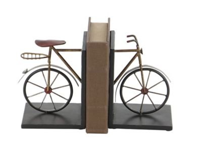 Image showing  Metal Vintage Bicycle Bookends, Black/Gold, 2-Pack