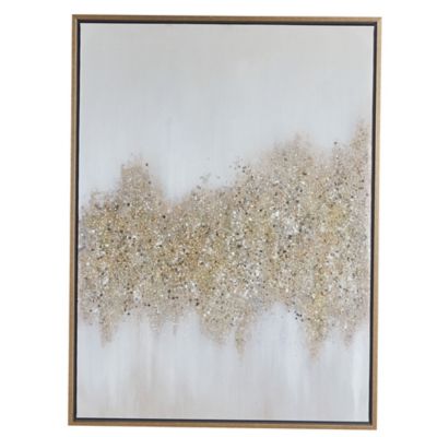 Image showing  Rectangular Gold and Grey Abstract Textured Framed Canvas Wall Art, 30 in. x 40 in., Gold Frame