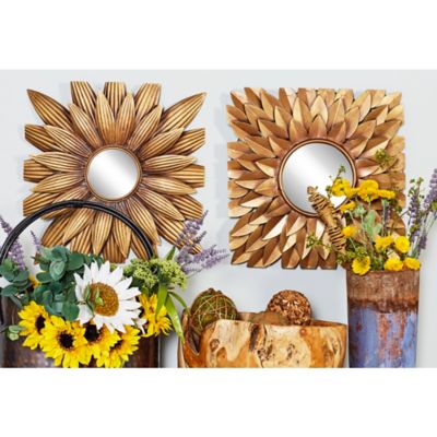 Harper & Willow 9 pc. Large Square Gold Metal Wall Decor Set with Round Mirrors, 16 in.
