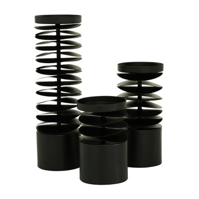 Image showing  Assorted Round Metal Layered Candle Holders, Black, 3-Pack