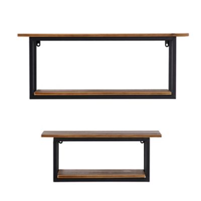 Image showing  Brown Metal 4 Shelves Wall Shelf Set of 2 20", 28"W