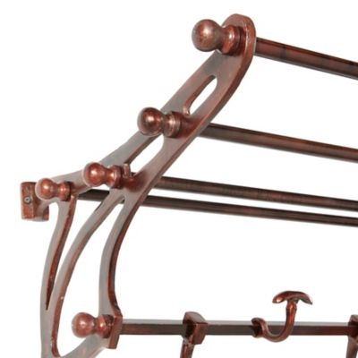 Image showing  Vintage-Inspired Copper Wall Shelf with Wall Hooks, 43" x 14"