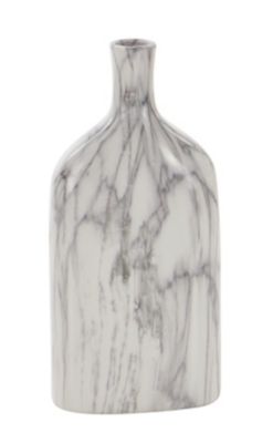 Image showing  Contemporary Tall Ceramic Bottle Vase Set, 6 in. x 13 in., Black/White/Gray Marble, 3 pc.