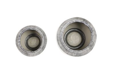 Image showing  Round Textured Ceramic Jars with Lids, Matte Gray/Glossy White, 7 in. x 7.5 in., 6 in. x 6 in., 2 pc.