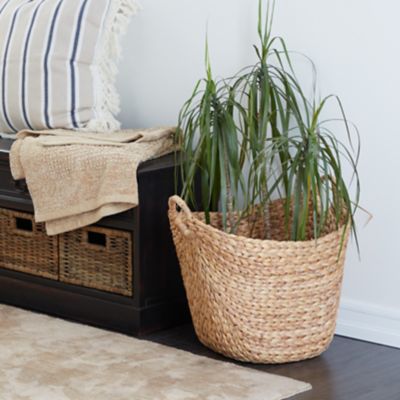 Image showing  Oval Natural Seagrass Wicker Basket with Handles, 20 in. x 19 in.