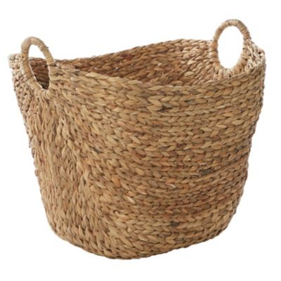 Image showing  Oval Natural Seagrass Wicker Basket with Handles, 20 in. x 19 in.
