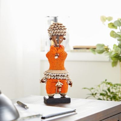 Harper & Willow Hand-Crafted Pine Wood Fertility Doll, Small, Orange