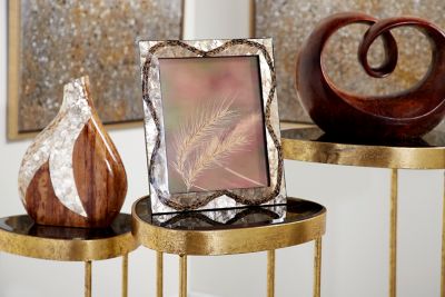 Harper & Willow 8 in. x 10 in. Inlaid Vervain and Capiz Shell Large Picture Frame, 10 in. x 12 in., Gold