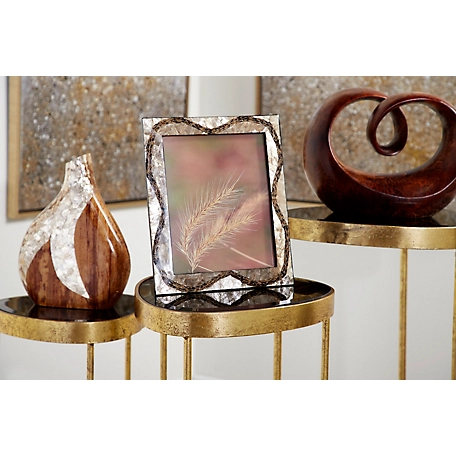 Harper & Willow 8 in. x 10 in. Inlaid Vervain and Capiz Shell Large Picture Frame, 10 in. x 12 in., Gold