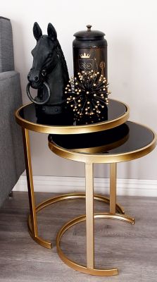 Harper & Willow 3 pc. Metallic Nesting Accent Table Set, Gold/Black