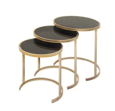 Image showing  3 pc. Metallic Nesting Accent Table Set, Gold/Black