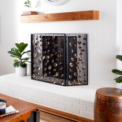 Harper & Willow Gold Metal Foldable Mesh Netting 3 Panel Floral